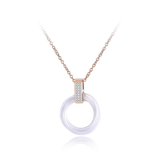 Rosegold Nemesacél Női Nyaklánc Kerámia Medállal
