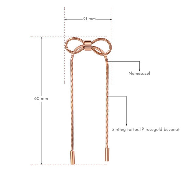 Rosegold Nemesacél Masni Női Fülbevaló