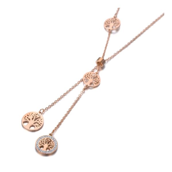 Rosegold Nemesacél Női Nyaklánc – Életfa Medálokkal