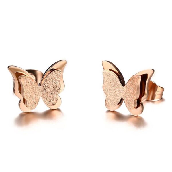 Rosegold Nemesacél Pillangó Fülbevaló